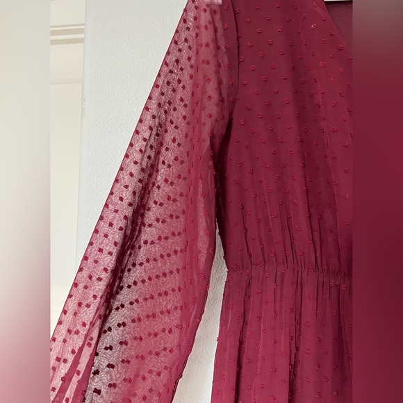 Citrus and Lemon Burgundy Red Holiday Maxi Dress - Picture 5 of 7